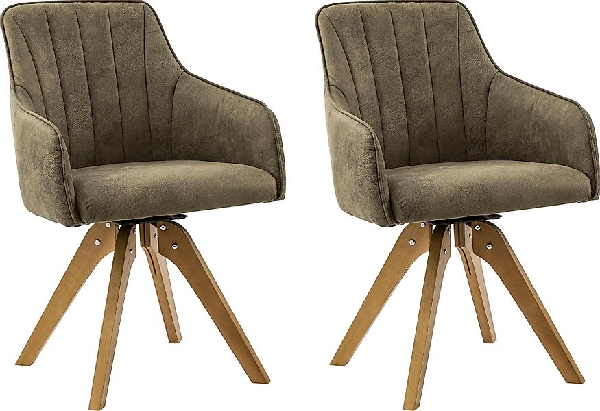 Home affaire Drehstuhl "Formentor" (Set) 2 Stk. Microfaser mit Rückensteppu günstig online kaufen