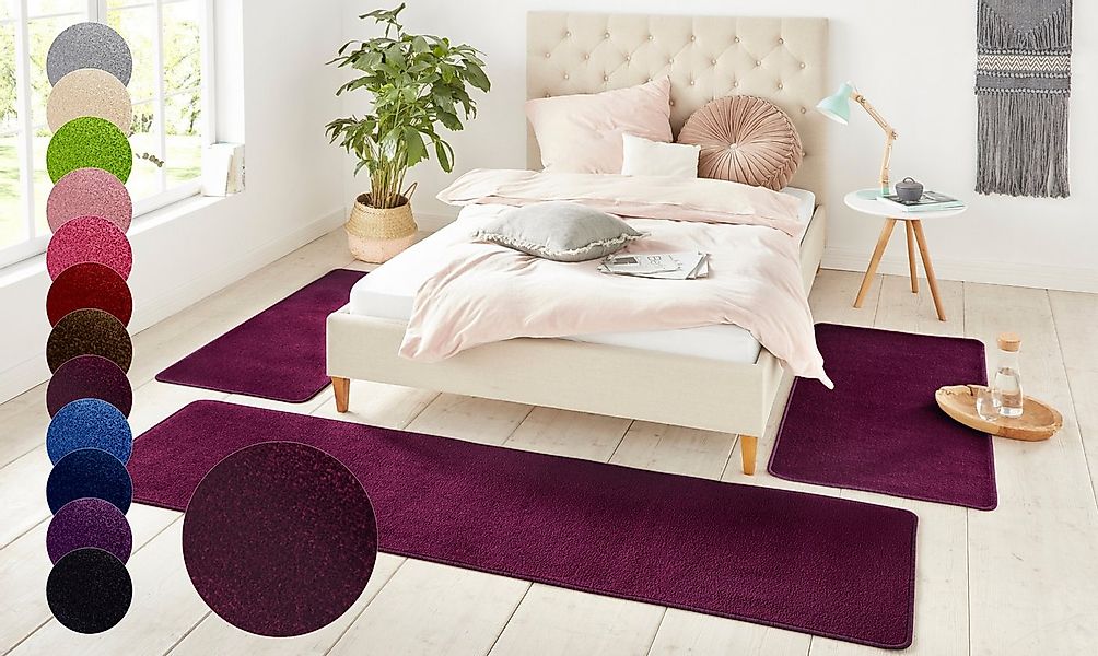 HANSE Home Bettumrandung Shashi, Höhe 8 mm, (3-tlg), Kurzflor, Unifarben, T günstig online kaufen