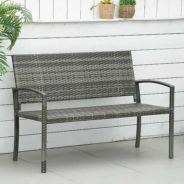 Outsunny Gartenbank Rattanoptik Parkbank mit Stahlrahmen für 2 Personen Bal günstig online kaufen