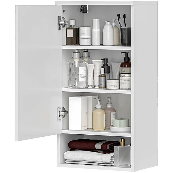 HOMCOM Wandschrank mit Türen Spanplatte MDF Weiß 40L x 27B x 77H cm günstig online kaufen