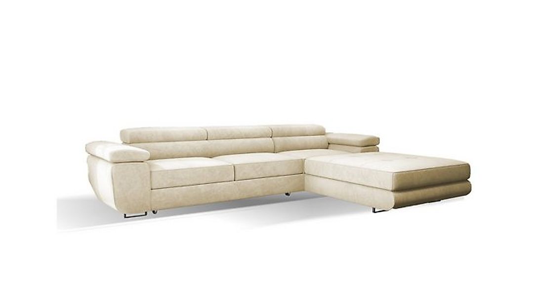 Goldstoff Ecksofa mit Schlaffunktion und Bettkasten, Designer Schlafsofa mi günstig online kaufen