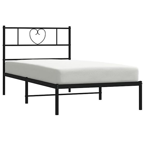 vidaXL Bettgestell, Bettrahmen mit Kopfteil Metall Schwarz 75x190 cm günstig online kaufen