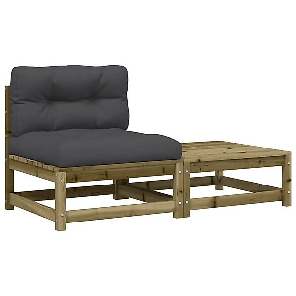 vidaXL Gartensofa ohne Armlehnen mit Kissen und Hocker 838140 günstig online kaufen