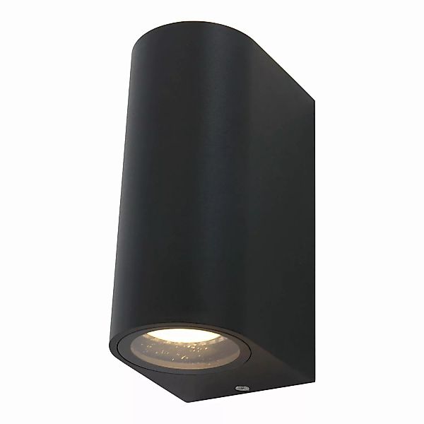 LED Außenwandleuchte in Schwarz und Transparent 2x 4W 690lm GU10 IP44 rund günstig online kaufen