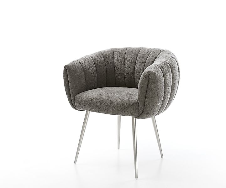 Esszimmerstuhl Jada-Flex Bouclé Soft Schlamm 4-Fuß konisch Edelstahl Tasche günstig online kaufen