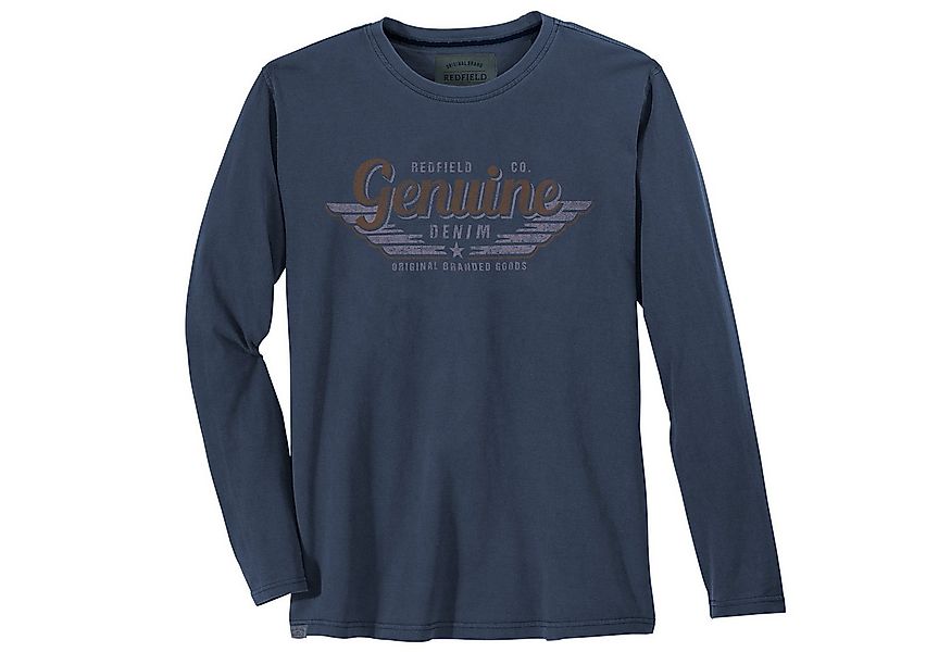 redfield Langarmshirt Redfield XXL Langarmshirt Vintageprint denimblau used günstig online kaufen