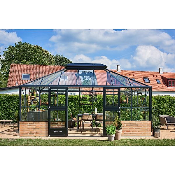 Juliana Gewächshaus Grand Oase auf  Mauer 18 m² Anthrazit günstig online kaufen