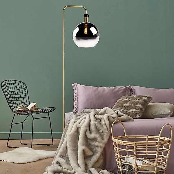 Stehleuchte Julius in Grau und Gold-Matt E27 günstig online kaufen