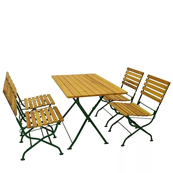 Terrassensitzgruppe Biergarten Möbel Robinie und Stahl (fünfteilig) günstig online kaufen
