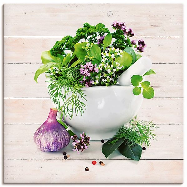 Artland Wandbild »Heilkräuter auf weißem Hintergrund Küche«, Arrangements, günstig online kaufen