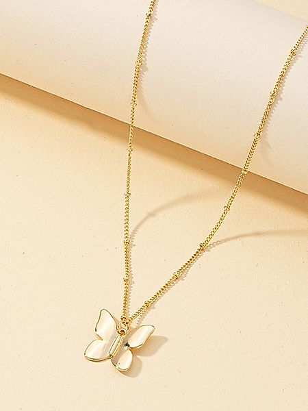 Schmetterlings-Anhänger Perlendekor-Halskette günstig online kaufen