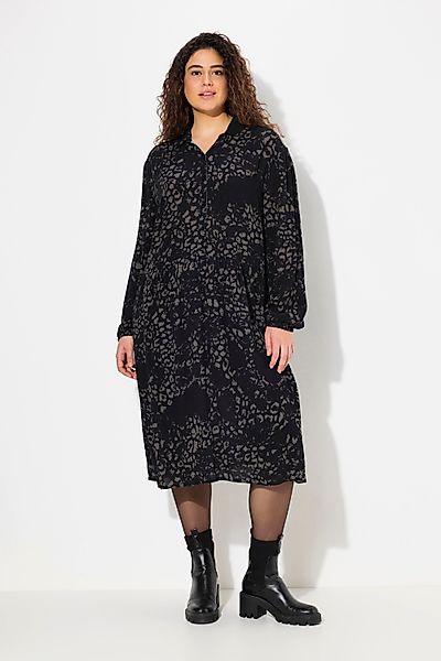 Ulla Popken Midikleid Hemdblusenkleid Knopfleiste Hemdkragen günstig online kaufen