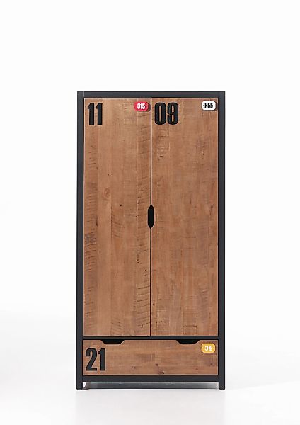 Vipack Drehtürenschrank "Alex, Fronten massiv Kiefer in Hobel-Optik, Dekor günstig online kaufen