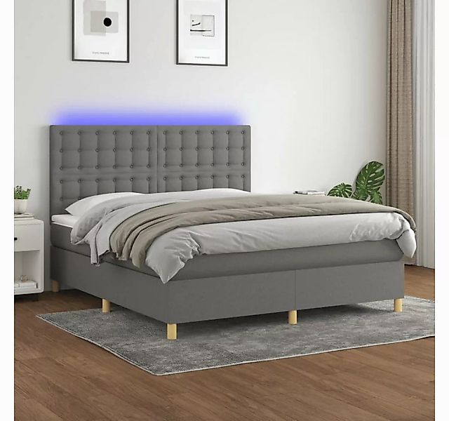 vidaXL Boxspringbett (160 x 200 cm, Knopfheftung Parallel, Dunkelgrau), mit günstig online kaufen