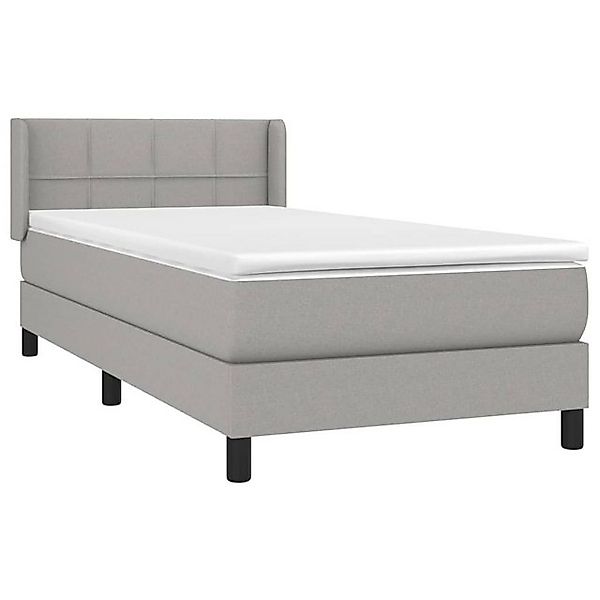 vidaXL Boxspringbett, Boxbett mit Matratze Hellgrau 100x200 cm Stoff günstig online kaufen