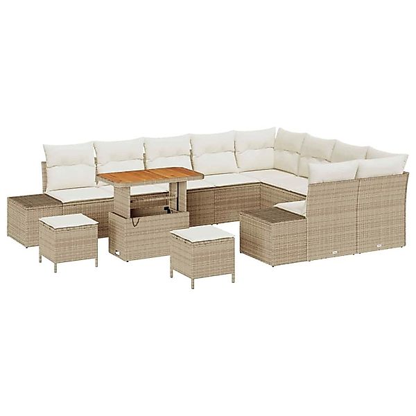 vidaXL Garten-Sofa-Set mit Speicher 12-Tlg Beige Poly Rattan 3362826 günstig online kaufen