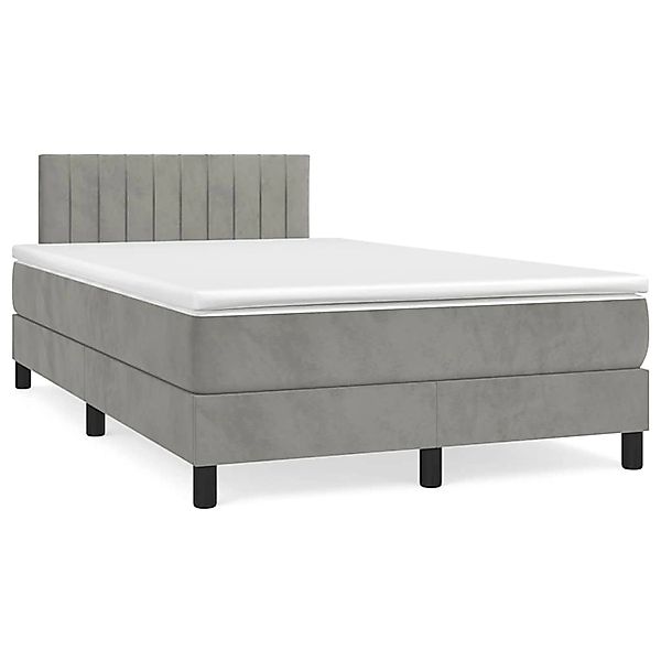 vidaXL Boxspringbett mit Matratze & LED Hellgrau 120x190 cm Samt 3270165 günstig online kaufen