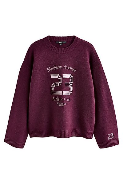 Next Strickpullover Pullover mit Wolle und sportlicher Grafikstickerei (1-t günstig online kaufen