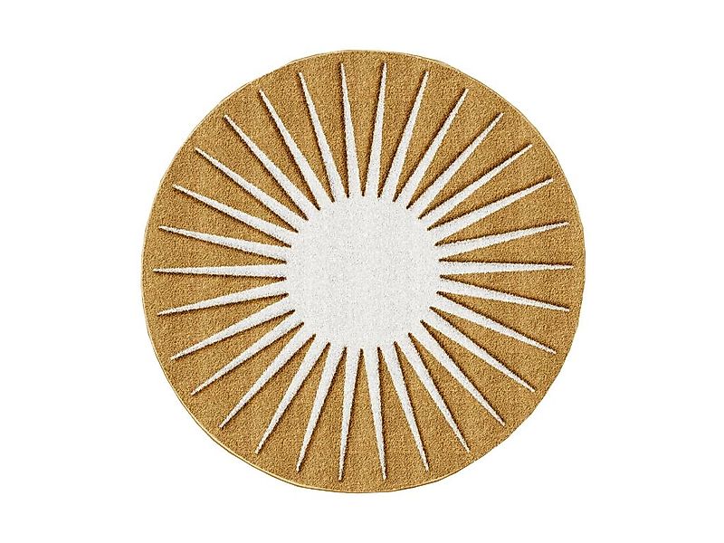 Teppich Sonne rund - Relief-Optik - D. 200 cm - Senf & Weiß - LUMINIO günstig online kaufen