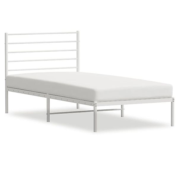 vidaXL Bettgestell, Bettrahmen mit Kopfteil Metall Weiß 90x190 cm günstig online kaufen