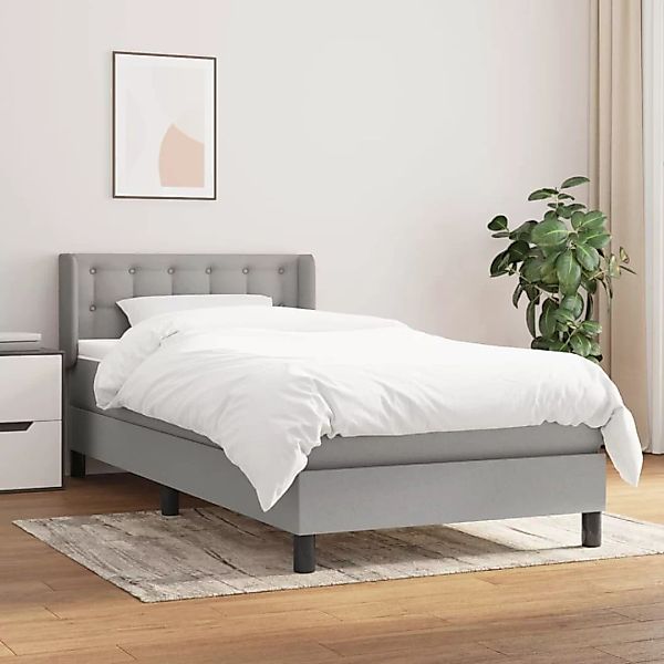 Vidaxl Boxspringbett Mit Matratze Hellgrau 100x200 Cm Stoff günstig online kaufen