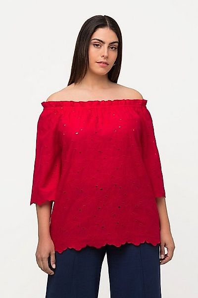 Ulla Popken Tunika Carmenbluse schulterfrei A-Linie Spitze Halbarm günstig online kaufen