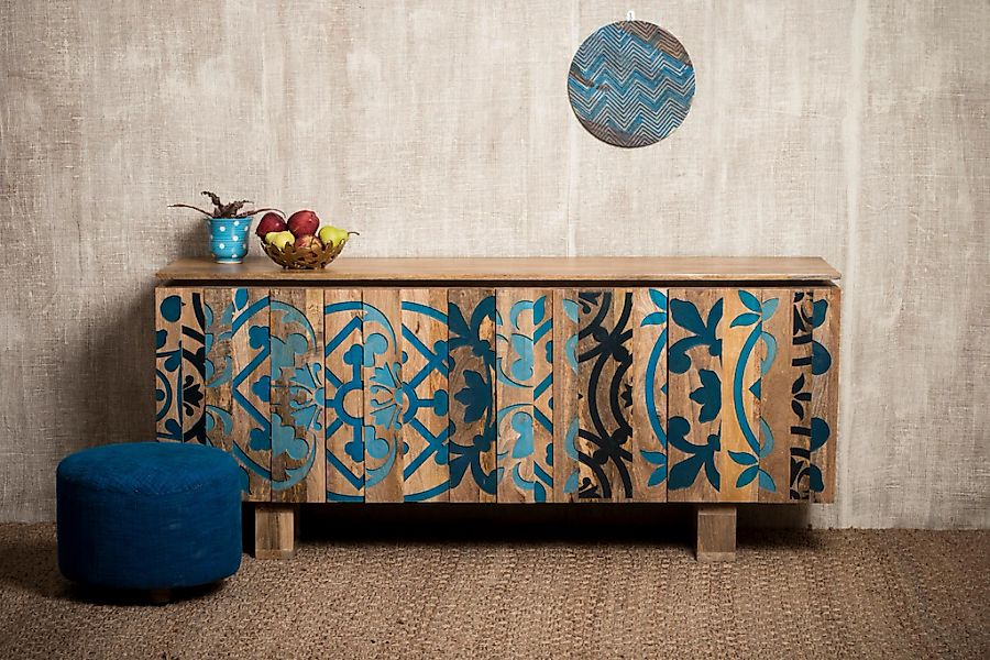 Home affaire Sideboard "Layer", Kommode mit 4 dekorativen Türen, Breite 177 günstig online kaufen