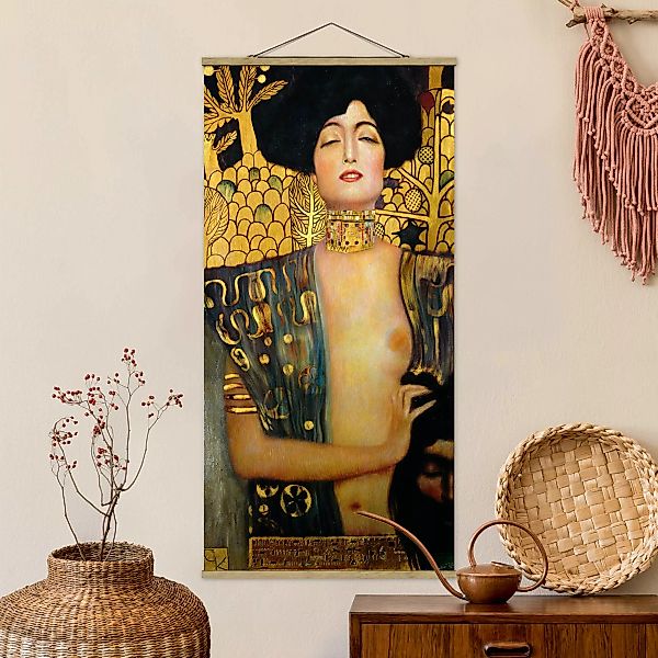 Stoffbild Kunstdruck mit Posterleisten - Hochformat Gustav Klimt - Judith I günstig online kaufen