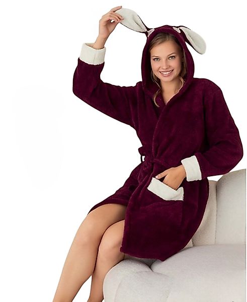 fashionshowcase Bademantel Damen mit Kapuze Flauschig günstig online kaufen