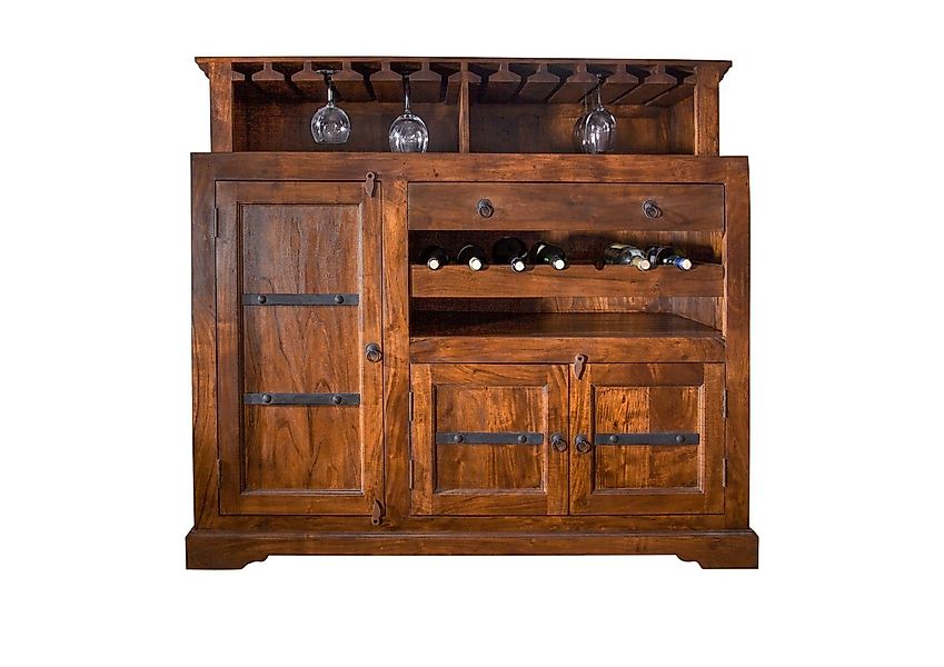 Massivmoebel24 Barschrank (Bar Akazie 140x66x125 honig günstig online kaufen