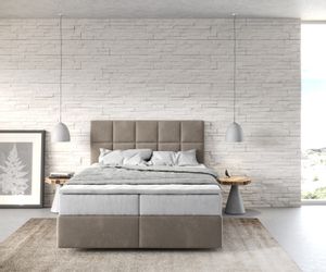 DELIFE Boxspringbett Dream-Fine, Mikrofaser Beige 140x200 günstig online kaufen