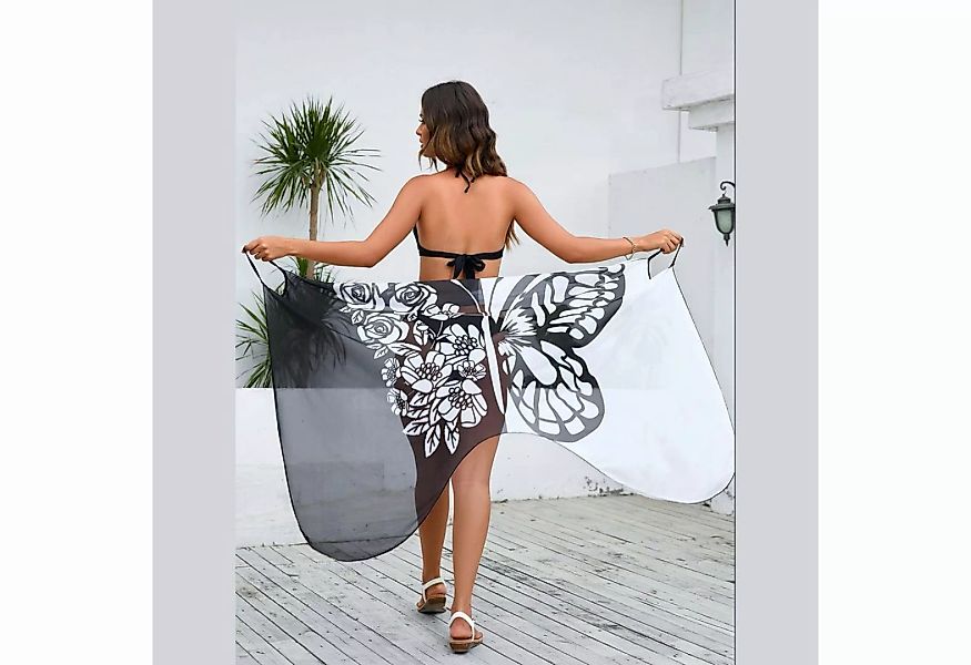 AUKUU Strandkleid Damen Schmetterling bedruckte Badebekleidung dünnes Gazen günstig online kaufen