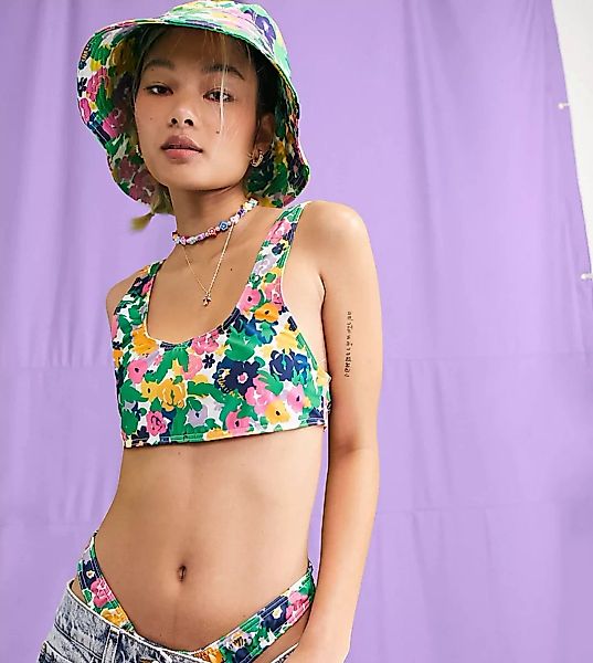 COLLUSION – Bikinioberteil aus recyceltem Material mit Blumenmuster im Stil günstig online kaufen