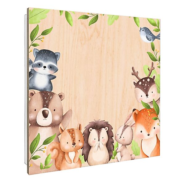 Banjado Großer Schlüsselbox Holz 30x30cm Weiß Scharnier Rechts 50 Haken Sch günstig online kaufen