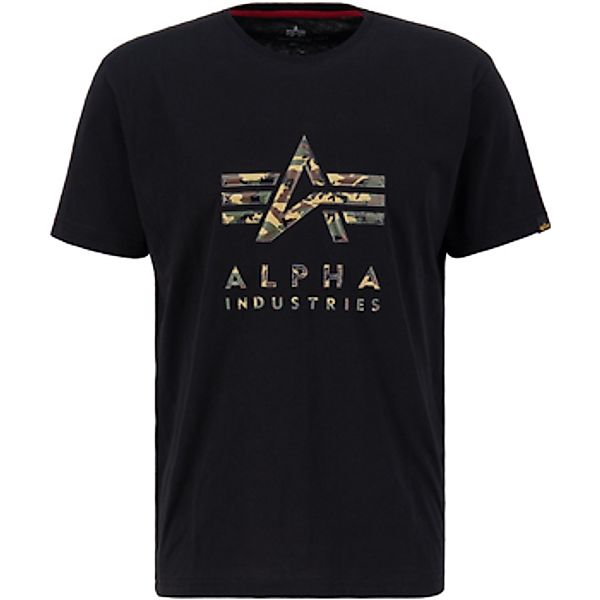 Alpha Industries  T-Shirts & Poloshirts Camo Puff Print T-Shirt - black günstig online kaufen