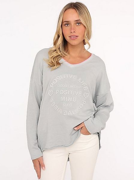Zwillingsherz Sweatshirt Positive Mind mit Kontrastnaht in Neonfarbe günstig online kaufen