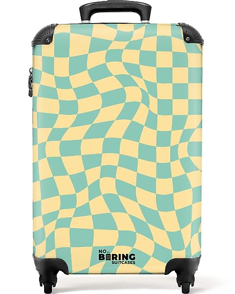 NoBoringSuitcases.com© Hartschalen-Trolley Gewellter blau-gelb karierter Dr günstig online kaufen