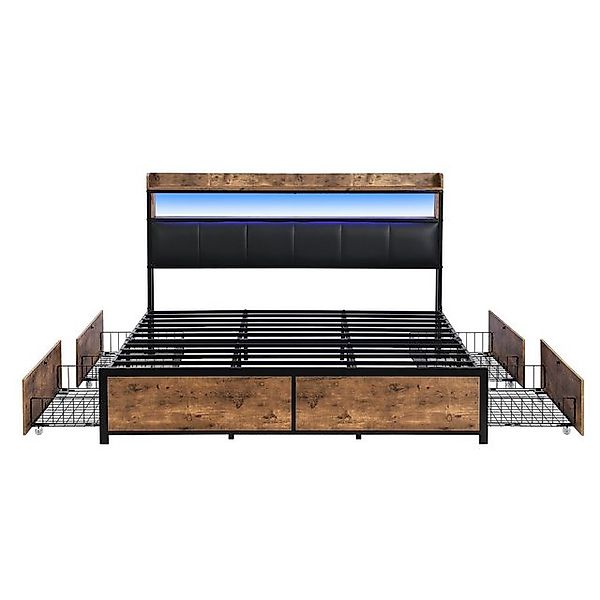 Gotagee Polsterbett Doppelbett Lattenrost LED Schubladen Jugendbett 180x200 günstig online kaufen