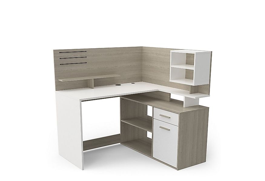 PREISBRECHER Eckschreibtisch MALICIA, in Kronberg Eiche - 121,5x119,6x116,2 günstig online kaufen