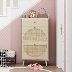 BlingBin Schuhschrank Rattan Schuhkommode mit 2 günstig online kaufen