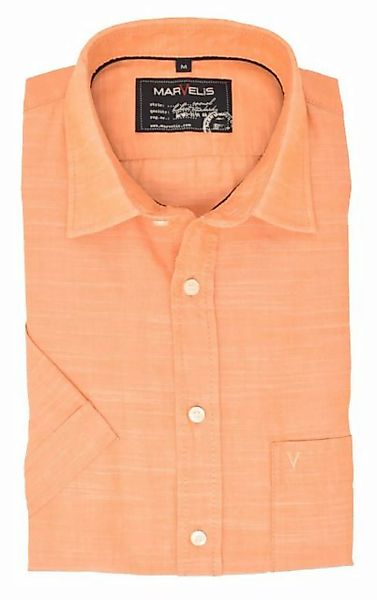 MARVELIS Kurzarmhemd Kurzarmhemd - Casual Fit - Einfarbig - Koralle Leineno günstig online kaufen