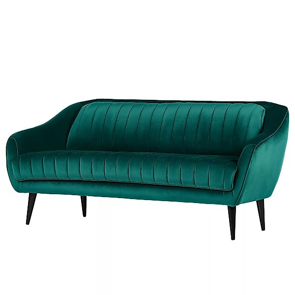 home24 Red Living Sofa Margon 2-Sitzer Schwarz Samt 190x83x90 cm günstig online kaufen