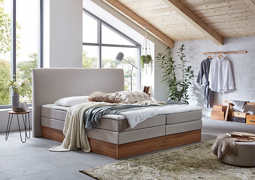 Home affaire Boxspringbett "Blomen" mit Walnuss-Dekor, mit Bettkasten, vers günstig online kaufen