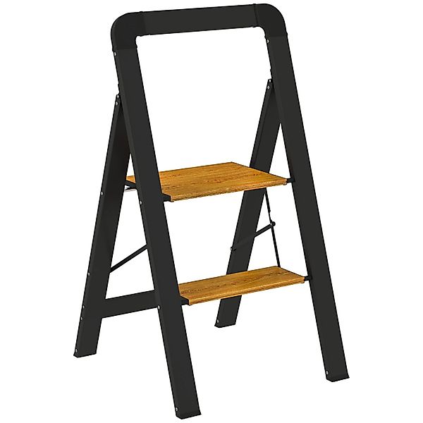 HOMCOM Trittleiter Aluminium 48L x 44,5B x 86,3H cm Schwarz günstig online kaufen