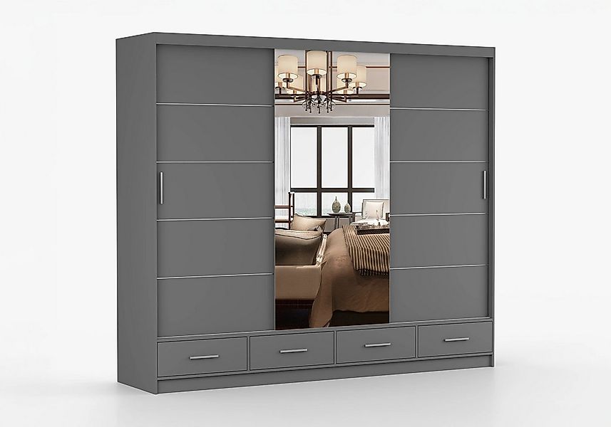 imoebel24 Schwebetürenschrank FLORENCE 250 cm - Grau günstig online kaufen