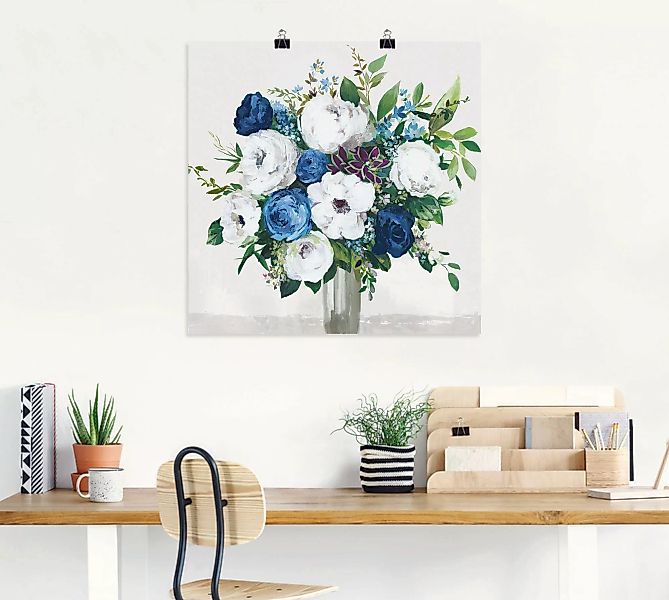 Artland Poster »Weiß-Blaue Symphonie«, Blumenbilder, (1 St.) günstig online kaufen