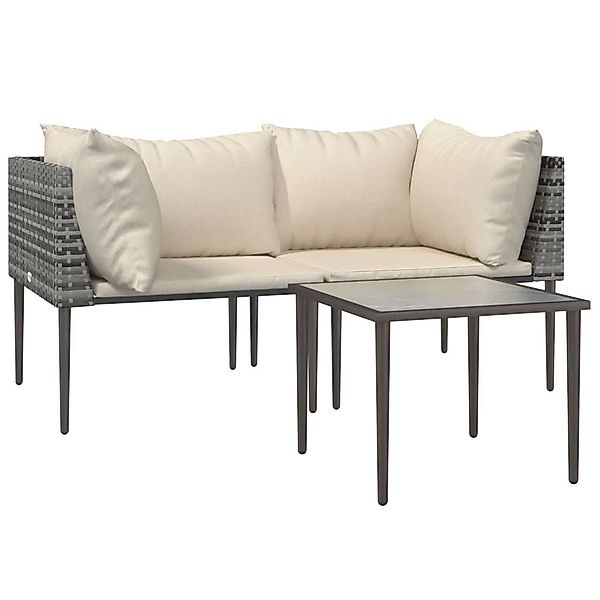 vidaXL Gartenlounge-Set 3-tlg. Garten-Lounge-Set mit Kissen günstig online kaufen