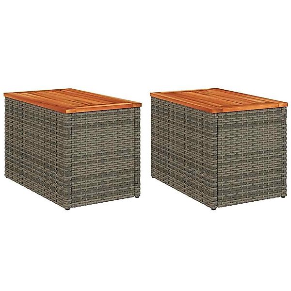 vidaXL Garten-Beistelltische 2 Stk Grau 55x34x37cm Poly Rattan Holz 366131 günstig online kaufen