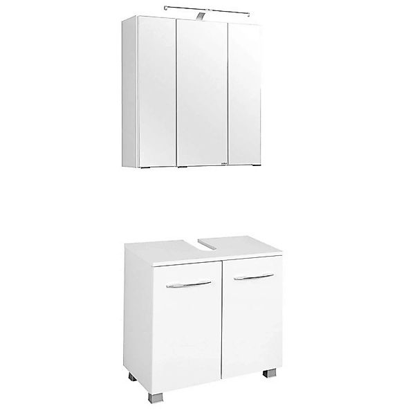 Lomadox Waschbeckenschrank & Spiegelschrank Set BERGAMO-03, weiß, B x H x T günstig online kaufen