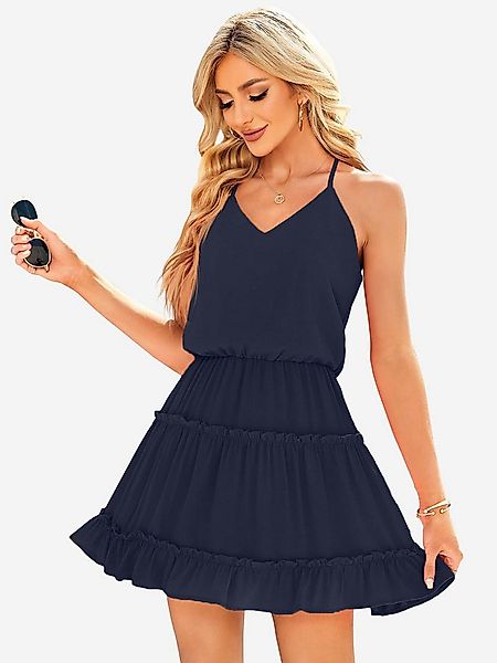Imily Bela Minikleid Damen Sommer Minikleid Strand Urlaub Rüschen V-Ausschn günstig online kaufen